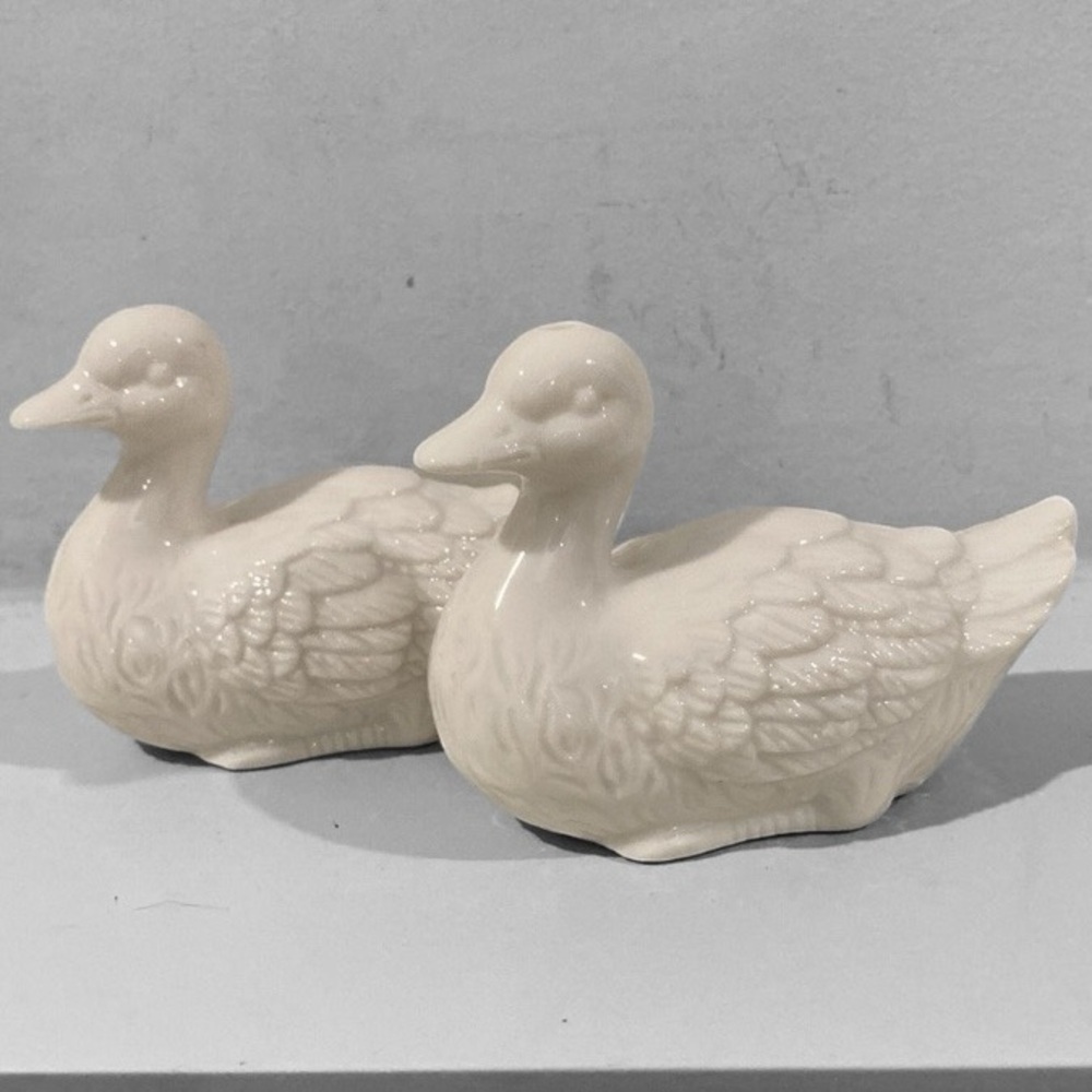 Porcelain Duck Salt & Pepper Shaker Set Vintage
